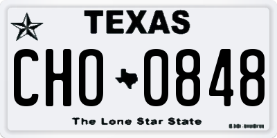 TX license plate CHO0848