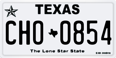 TX license plate CHO0854