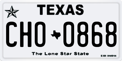 TX license plate CHO0868