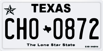 TX license plate CHO0872