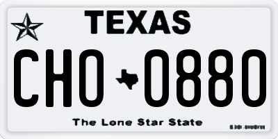 TX license plate CHO0880