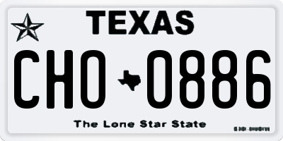 TX license plate CHO0886