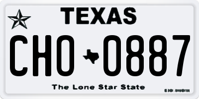 TX license plate CHO0887