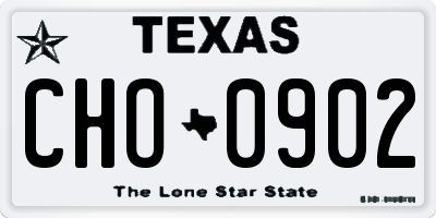TX license plate CHO0902