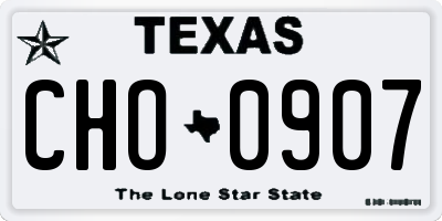 TX license plate CHO0907
