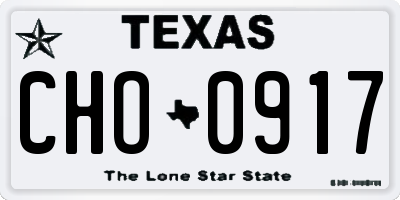 TX license plate CHO0917
