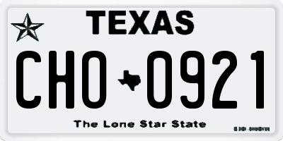 TX license plate CHO0921