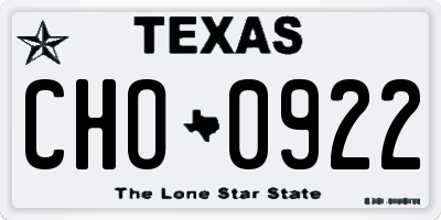 TX license plate CHO0922