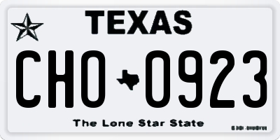 TX license plate CHO0923