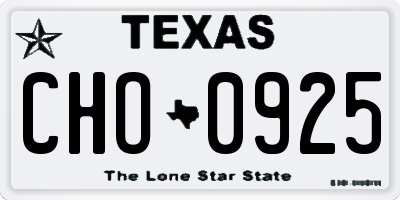 TX license plate CHO0925
