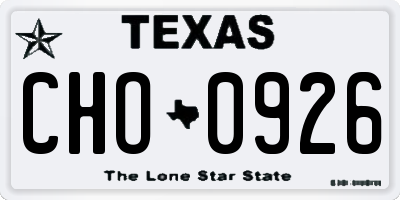 TX license plate CHO0926