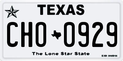 TX license plate CHO0929