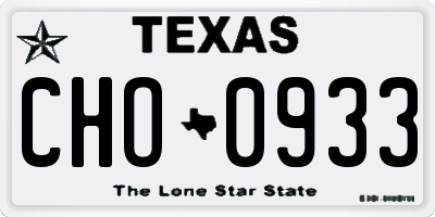 TX license plate CHO0933