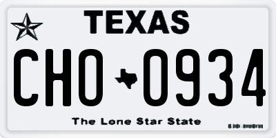 TX license plate CHO0934