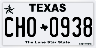 TX license plate CHO0938
