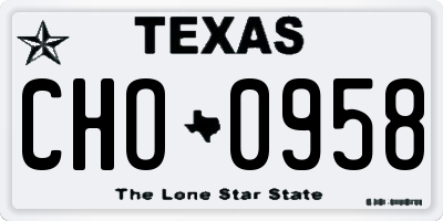 TX license plate CHO0958