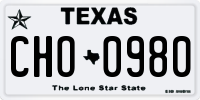 TX license plate CHO0980