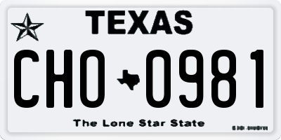 TX license plate CHO0981