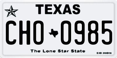 TX license plate CHO0985