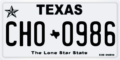 TX license plate CHO0986