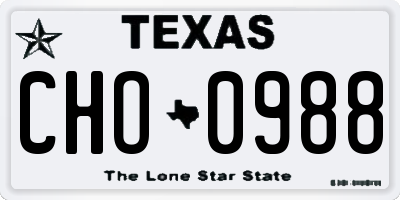 TX license plate CHO0988