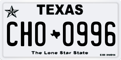 TX license plate CHO0996
