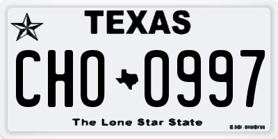 TX license plate CHO0997
