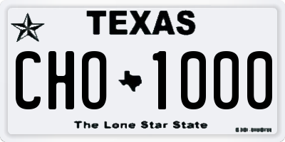 TX license plate CHO1000