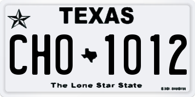 TX license plate CHO1012