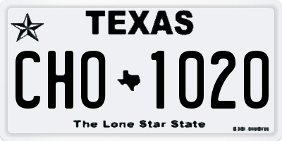 TX license plate CHO1020