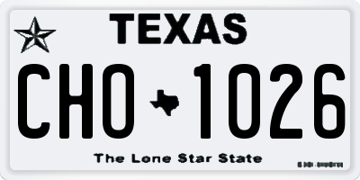 TX license plate CHO1026