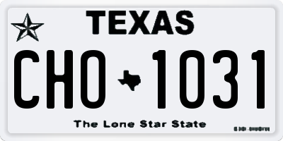 TX license plate CHO1031