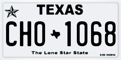 TX license plate CHO1068