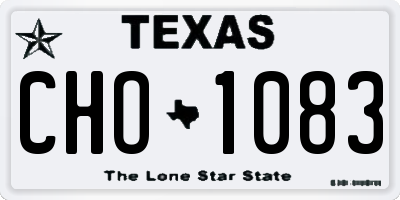 TX license plate CHO1083
