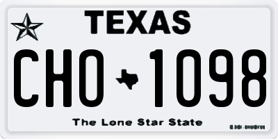 TX license plate CHO1098