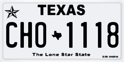 TX license plate CHO1118