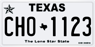 TX license plate CHO1123