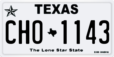 TX license plate CHO1143