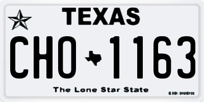 TX license plate CHO1163