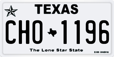 TX license plate CHO1196