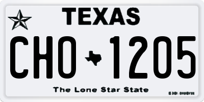 TX license plate CHO1205