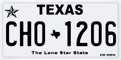 TX license plate CHO1206