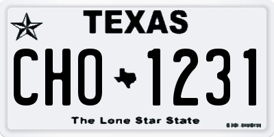 TX license plate CHO1231
