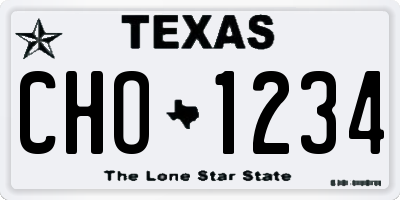 TX license plate CHO1234