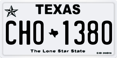 TX license plate CHO1380