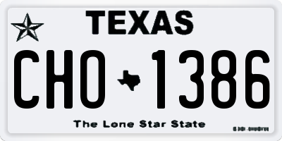 TX license plate CHO1386
