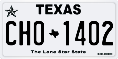 TX license plate CHO1402