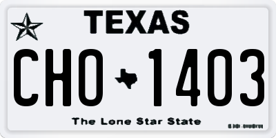 TX license plate CHO1403