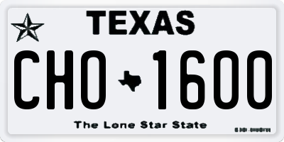 TX license plate CHO1600