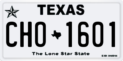 TX license plate CHO1601